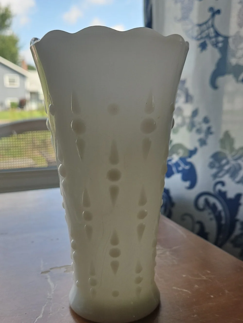 Anchor Hocking White Milk Glass Vase With Tear Drops